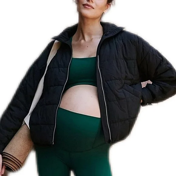 FP Movement X Hatch Black Pippa Packable Maternity Puffer Jacket Size XSmall